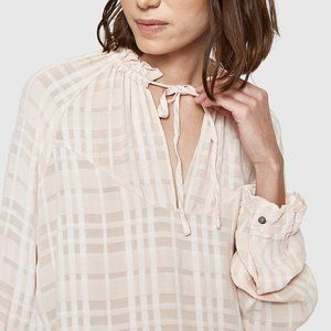 Farrow rose blush plaid gingham texture blouse